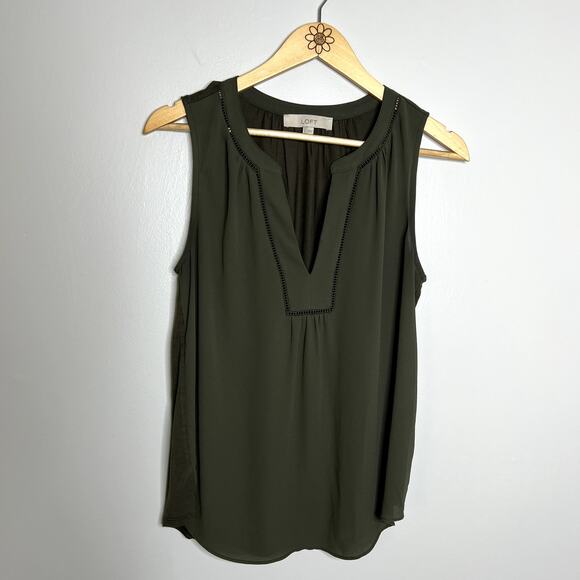 Loft Green V Neck Sleeveless Top - Picture 4 of 8